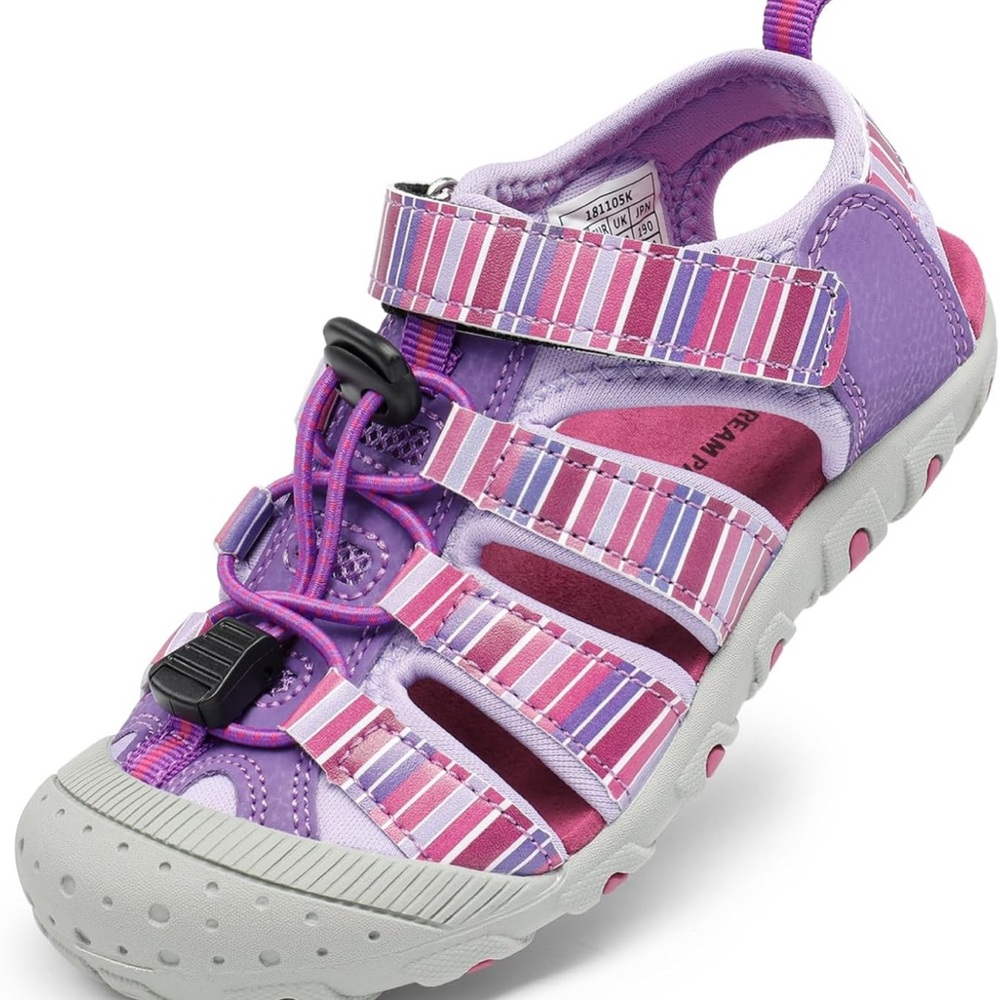 Girls Dream Pairs Striped Purple and Pink Sandals. New in box!